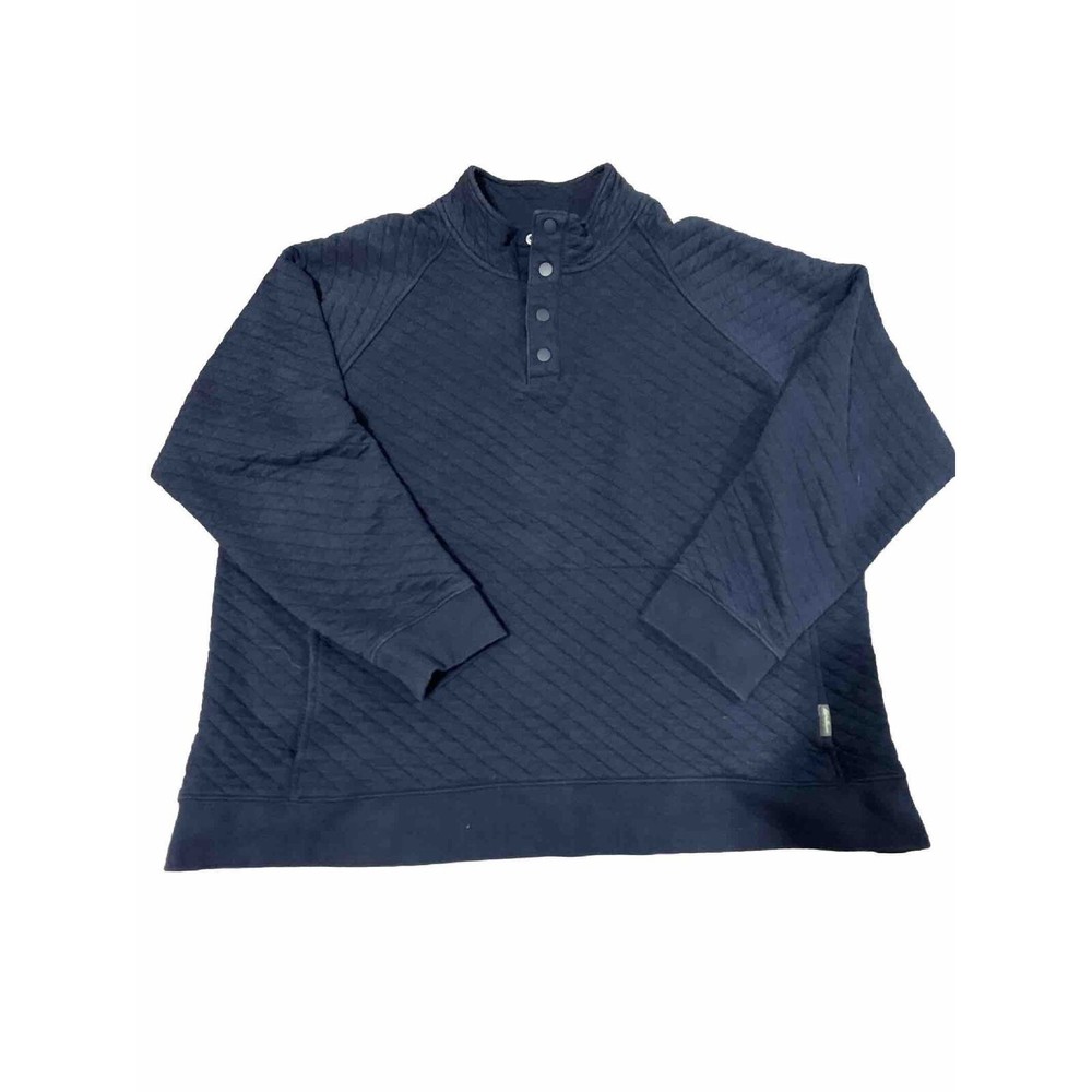 Eddie‎ Bauer Quilted Jacket Pullover Men 2XL Blue 1/4 Snap Front Pocket